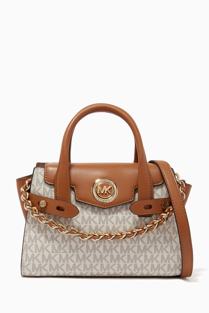 

Carmen Extra-Small Satchel in Canvas & Leather, White