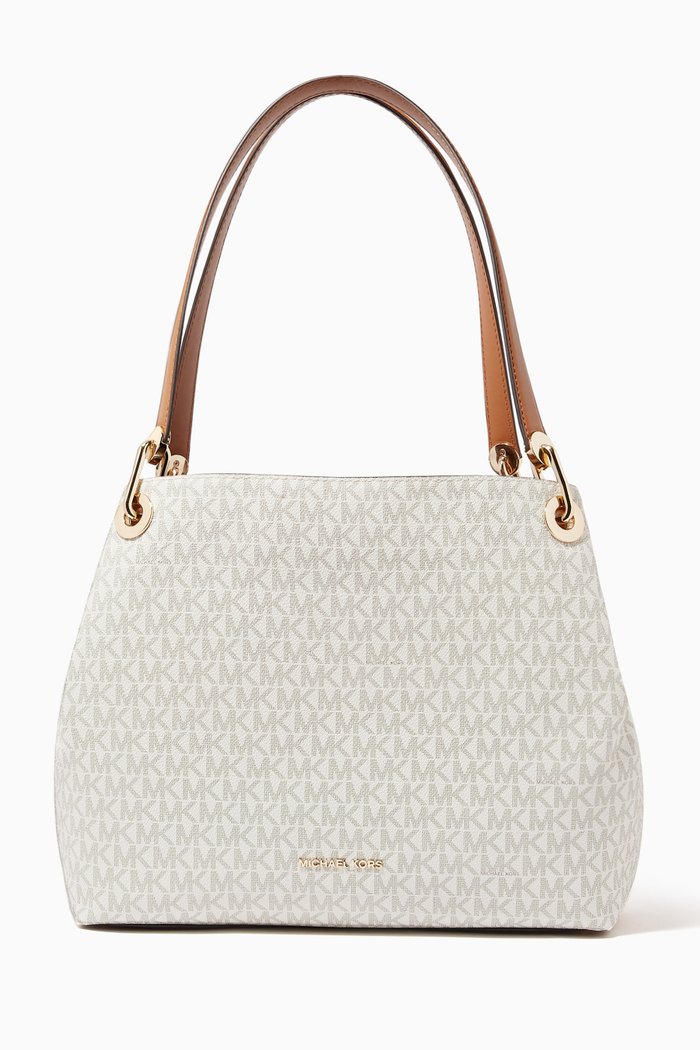 

Raven Large Shoulder Bag in Canvas, White