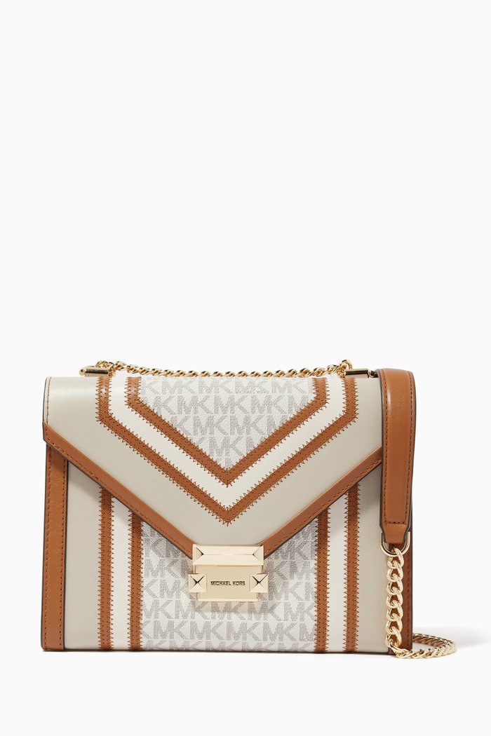 

Whitney Large Shoulder Bag in Canvas and Leather, White