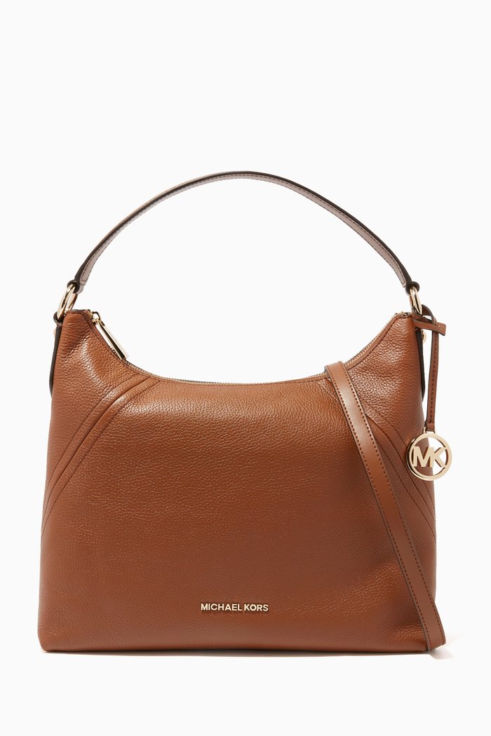 

Aria Shoulder Bag in Pebbled Leather, Brown