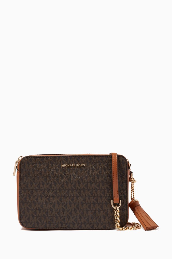 

Ginny Crossbody Bag in Canvas & Leather, Brown