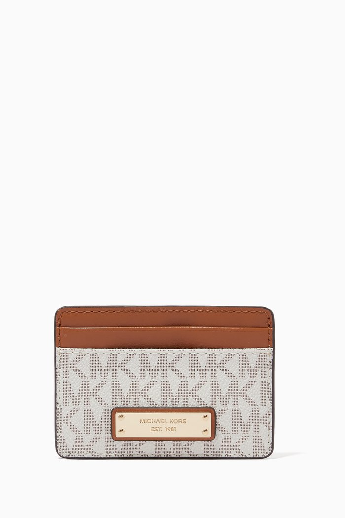 

Card Holder in Canvas & Leather, White