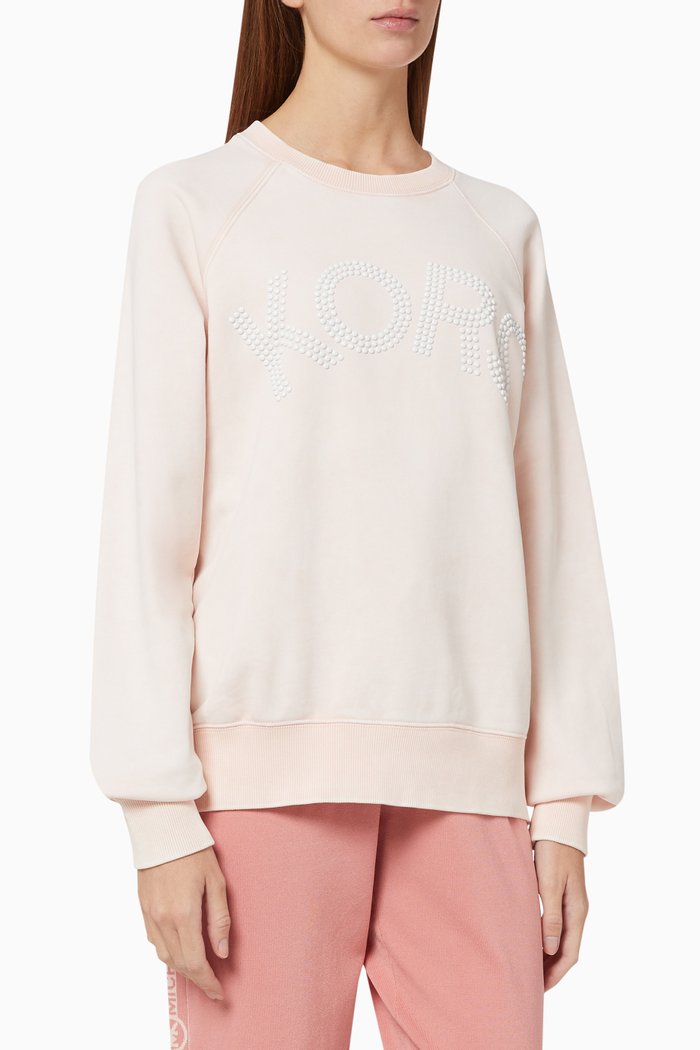 

Embellished Logo Cotton Terry Sweatshirt, White
