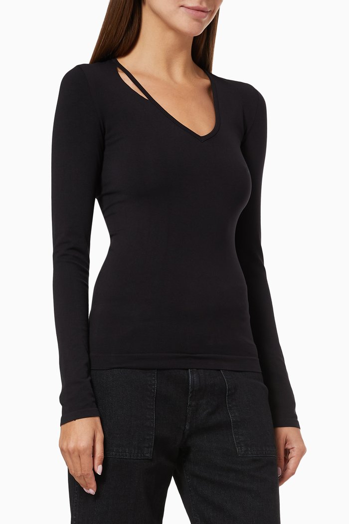 

Slash Neck Top in Jersey, Black