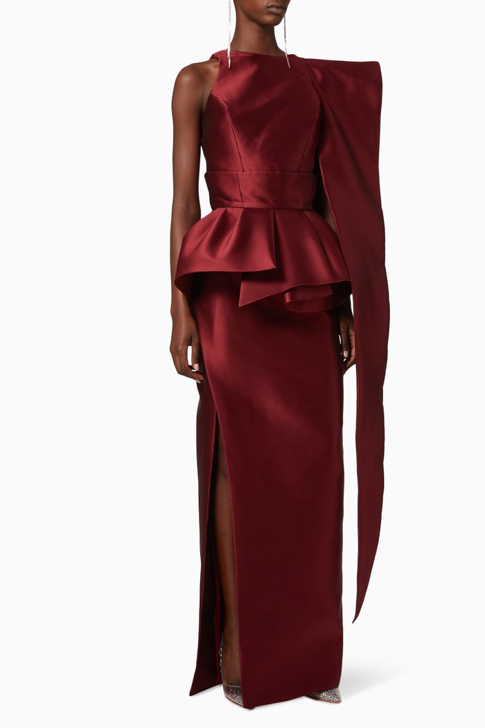 

Shawl Satin Top, Red