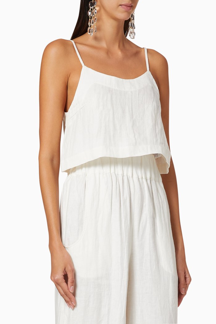 

Flared Cropped Cami Top, White