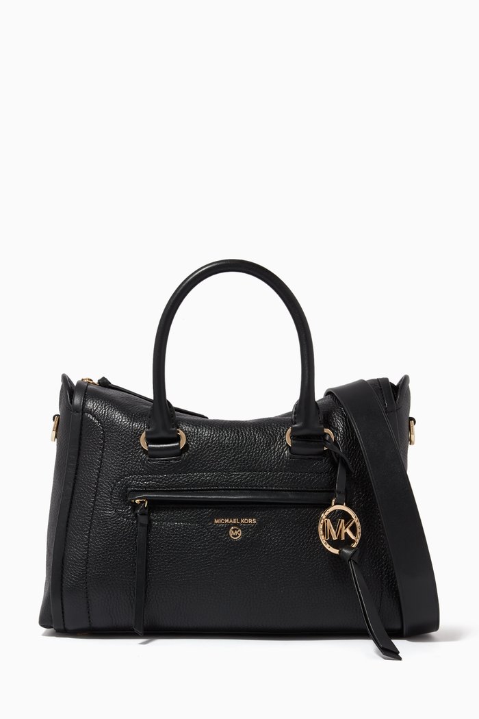 

Carine Medium Satchel in Leather, Black