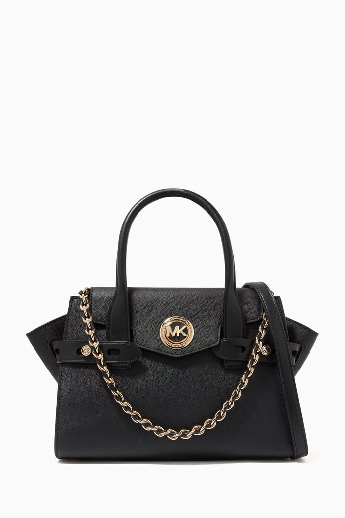

Carmen Small Satchel in Saffiano Leather, Black