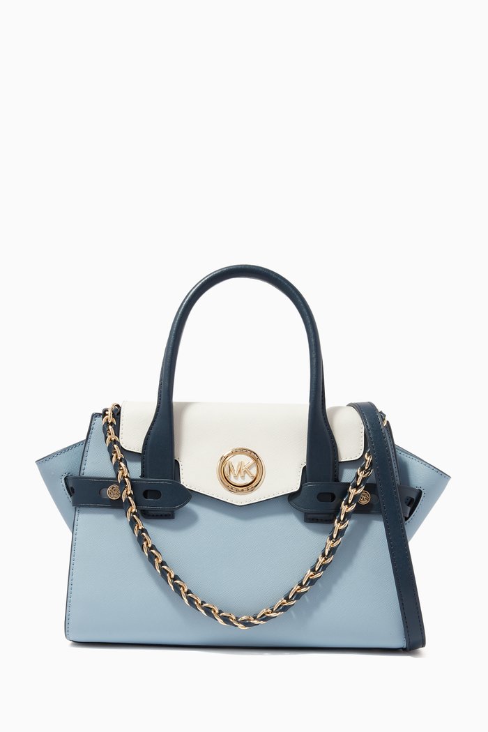 

Carmen Small Satchel in Saffiano Leather, Blue