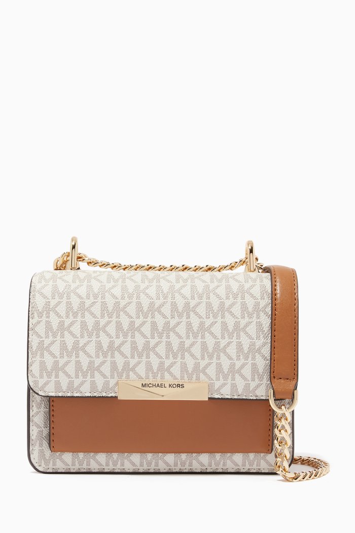

Jade Extra-Small Shoulder Bag in Canvas & Leather, White