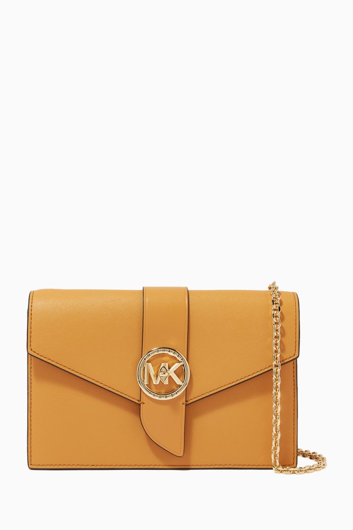 

Convertible Medium Crossbody Bag in Saffiano Leather, Yellow