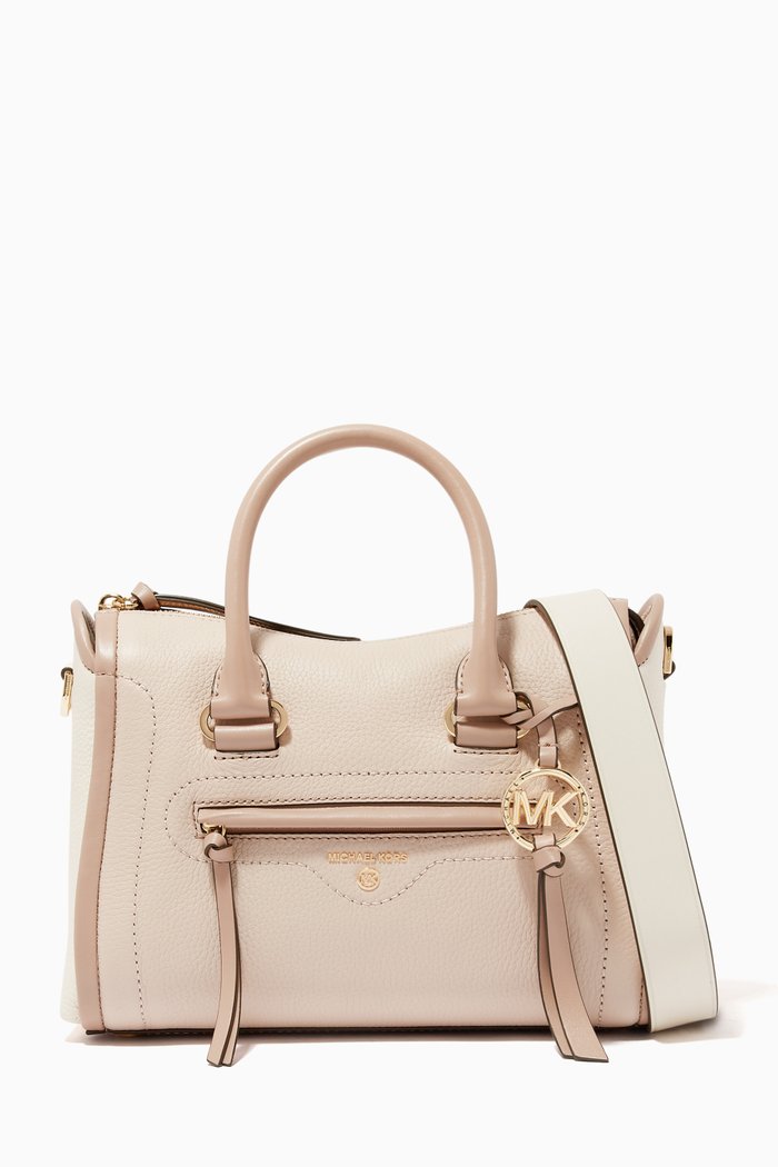 

Carine Small Colour-Block Satchel in Leather, Pink