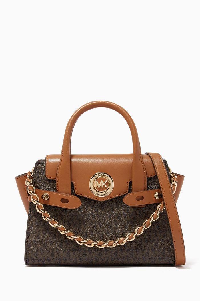 

Carmen Extra-Small Satchel in Canvas & Leather, Brown