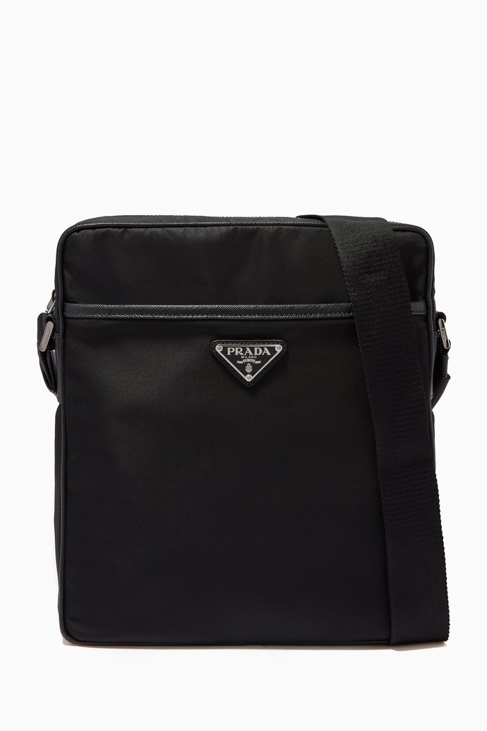 

Triangle Logo Messenger Bag in Nylon, Black