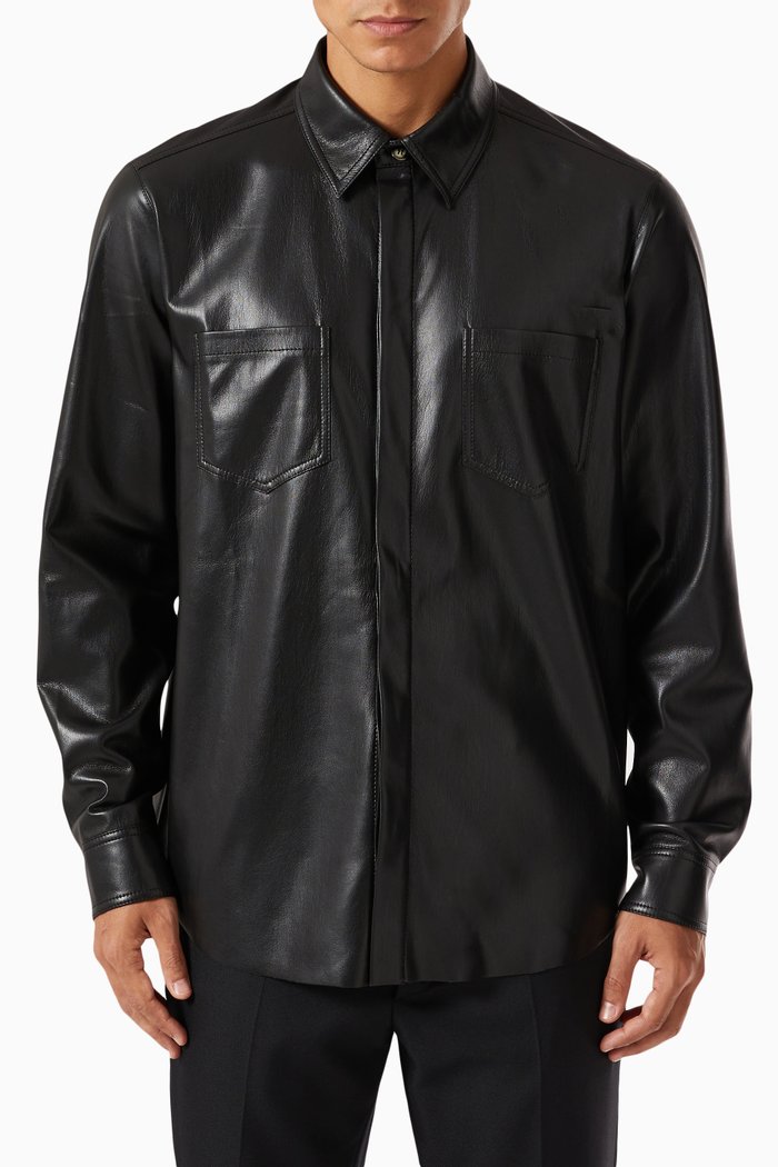 Declan Shirt in Vegan Leather, Black