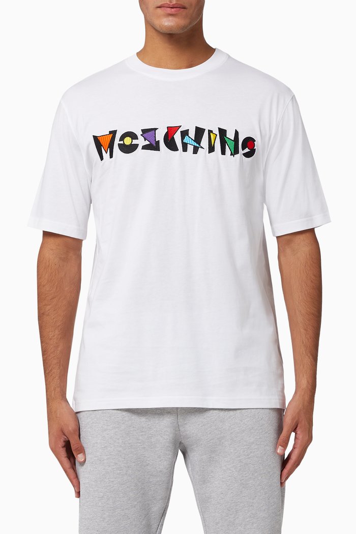 

Geometric Logo Appliqué Cotton T-Shirt, White