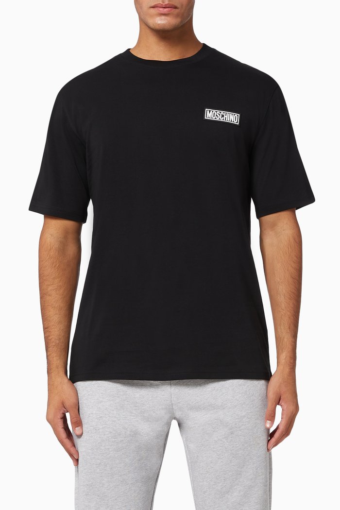 

Rubber Logo Cotton T-Shirt, Black