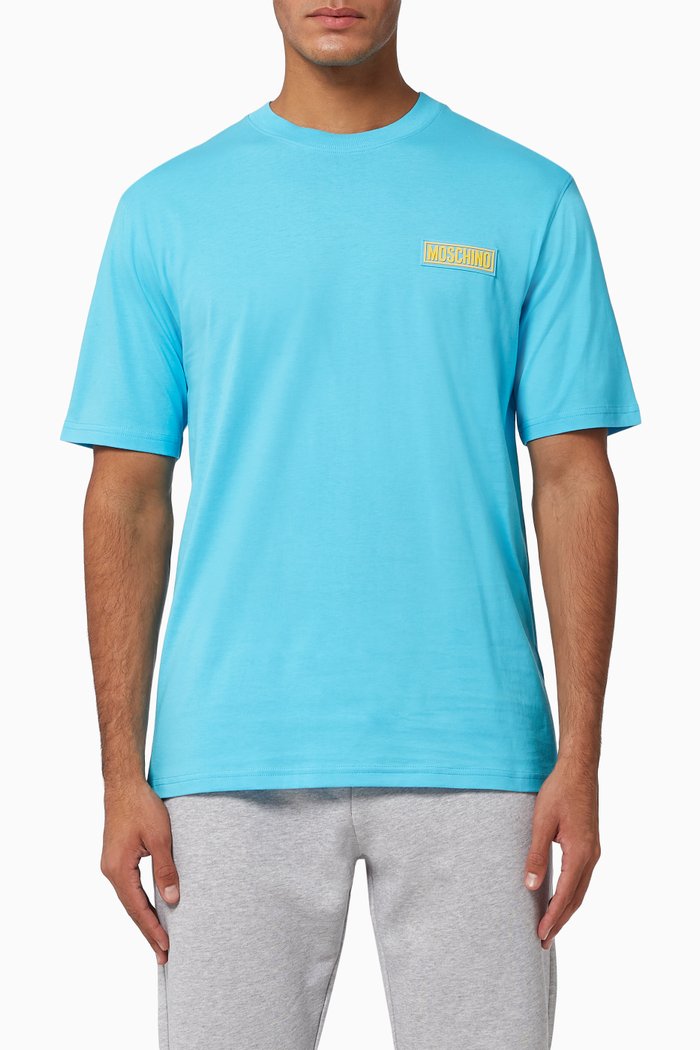 

Rubber Logo Cotton T-Shirt, Blue