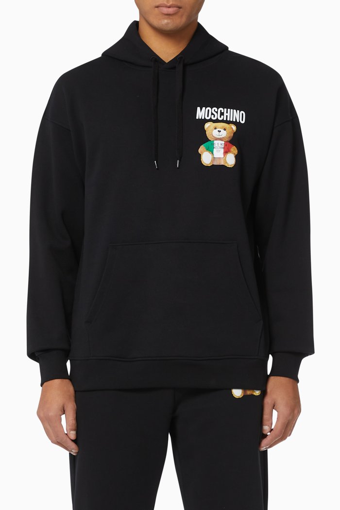 

Italian Teddy Cotton Fleece Hoodie, Black