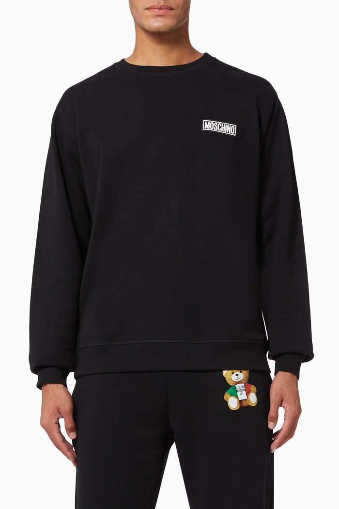 

Rubber Logo Cotton Fleece Sweatshirt, Black
