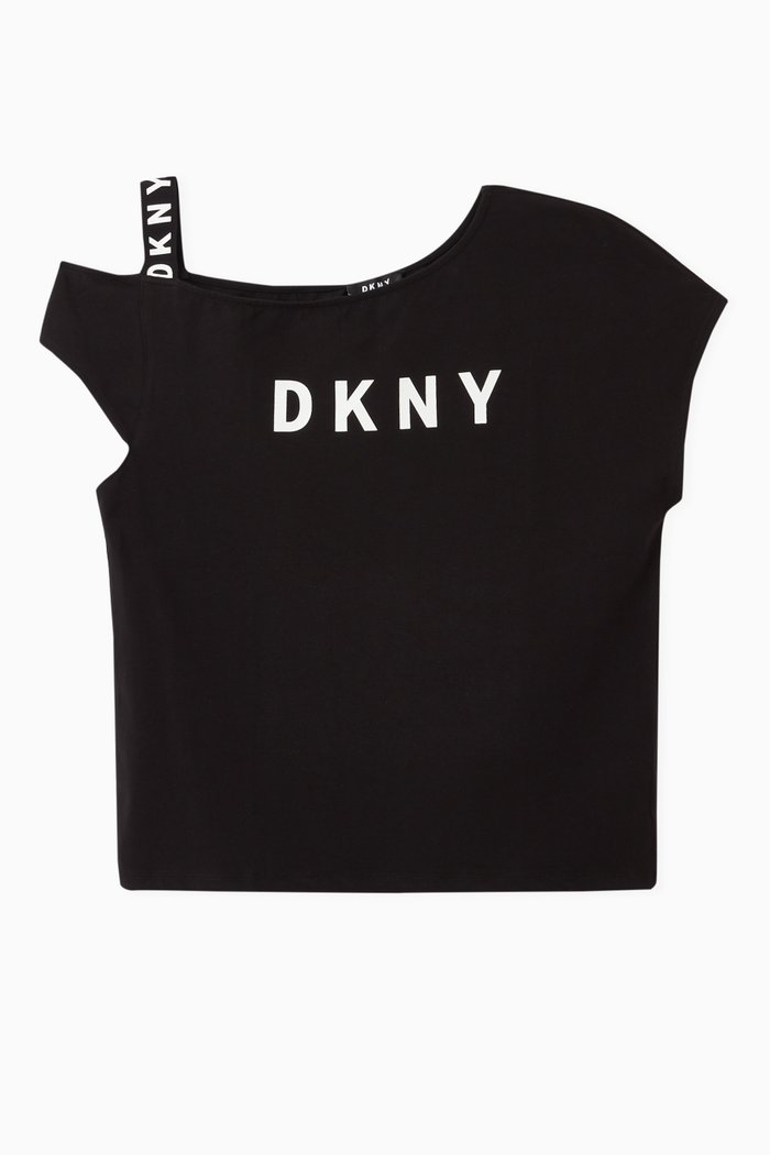 

Logo Strap Off Shoulder T-shirt, Black