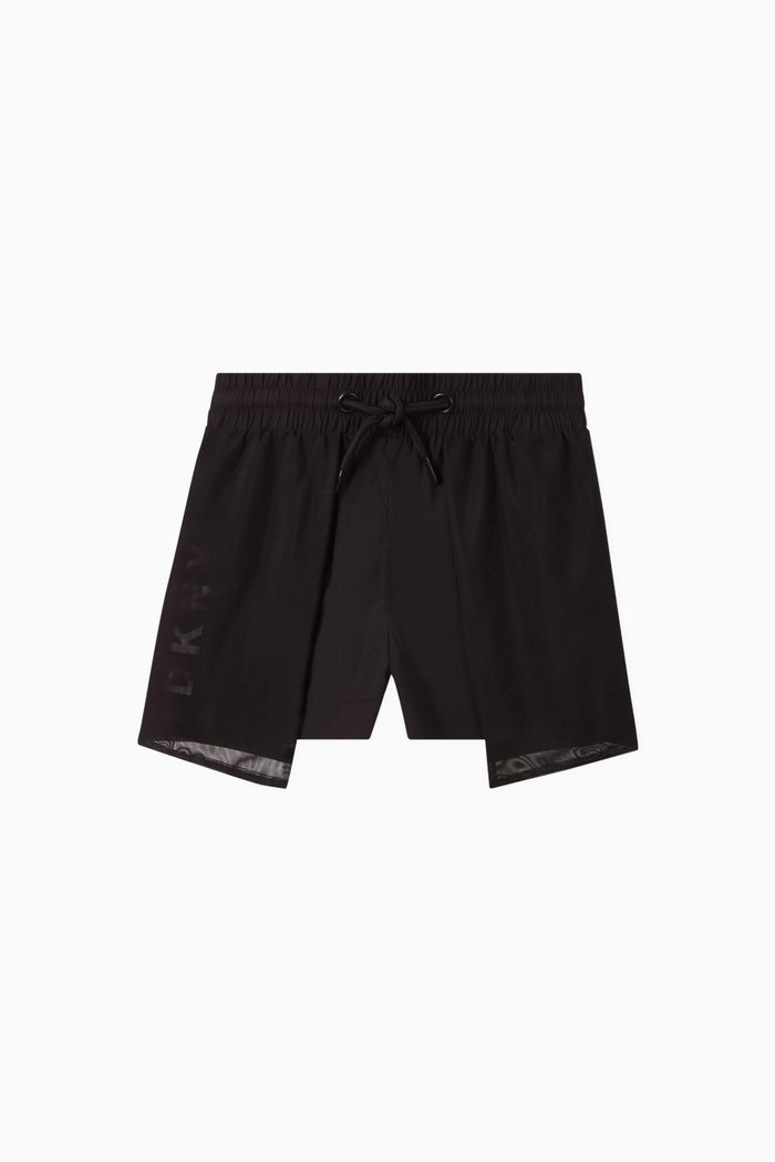 

Mesh Panels Nylon Shorts, Black