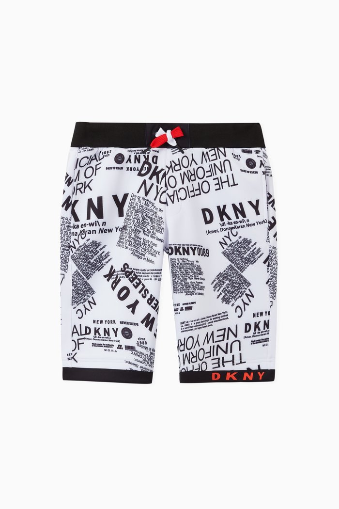 

Newspaper Print Shorts in Cotton, White