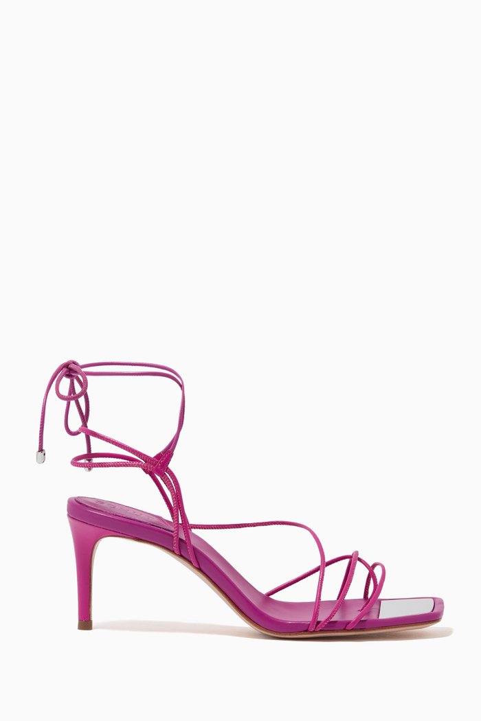 

Glam Strappy Sandals in Smooth Leather, Pink