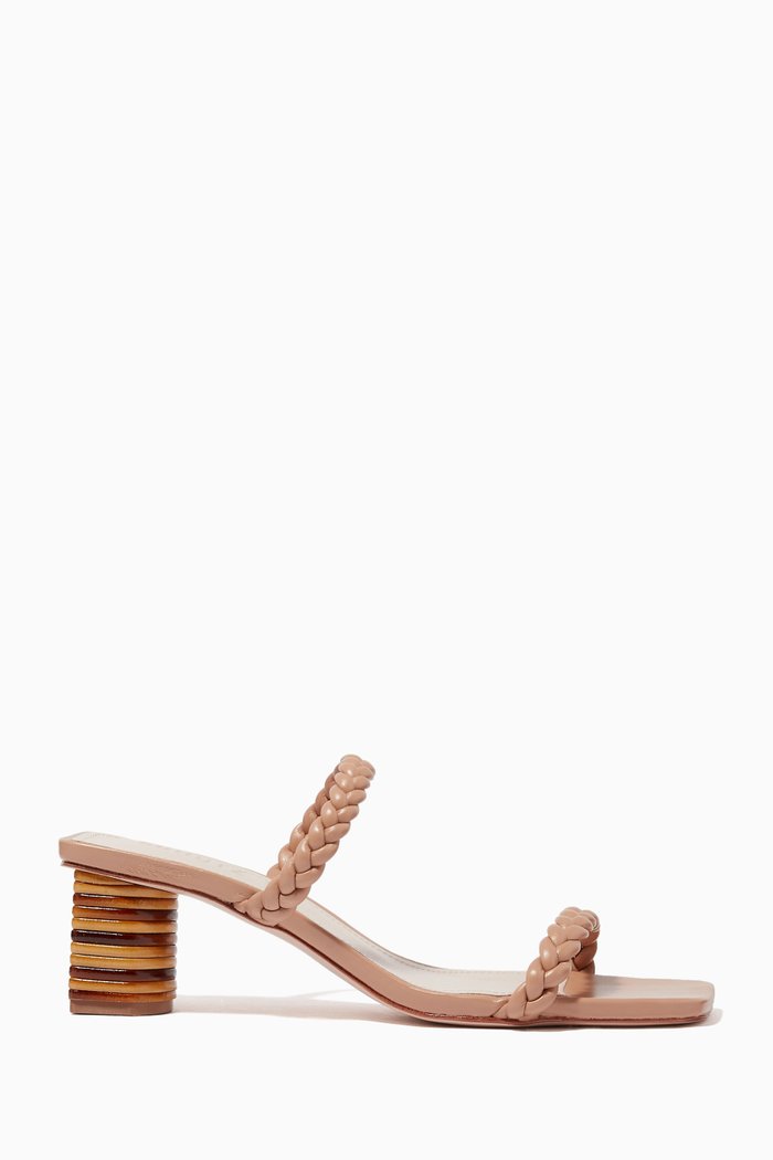 

Block Heel Mules in Smooth Leather, Neutral