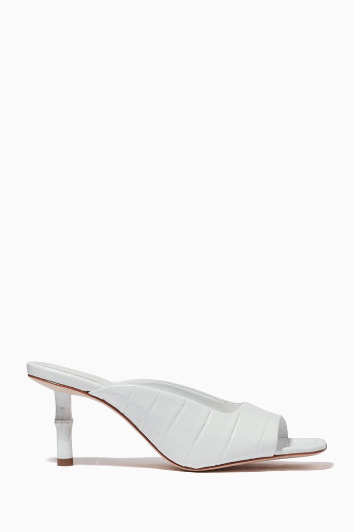 

Fiorela Mules in Croc-Embossed Leather, White