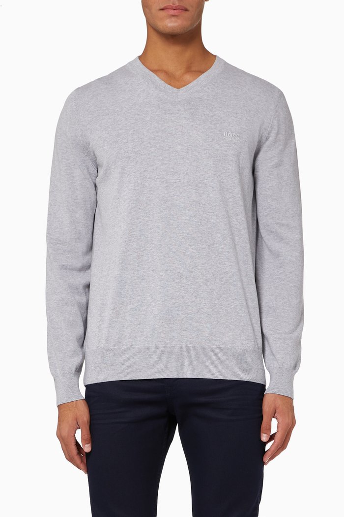 

Baram V-Neck Wool Sweater, Grey