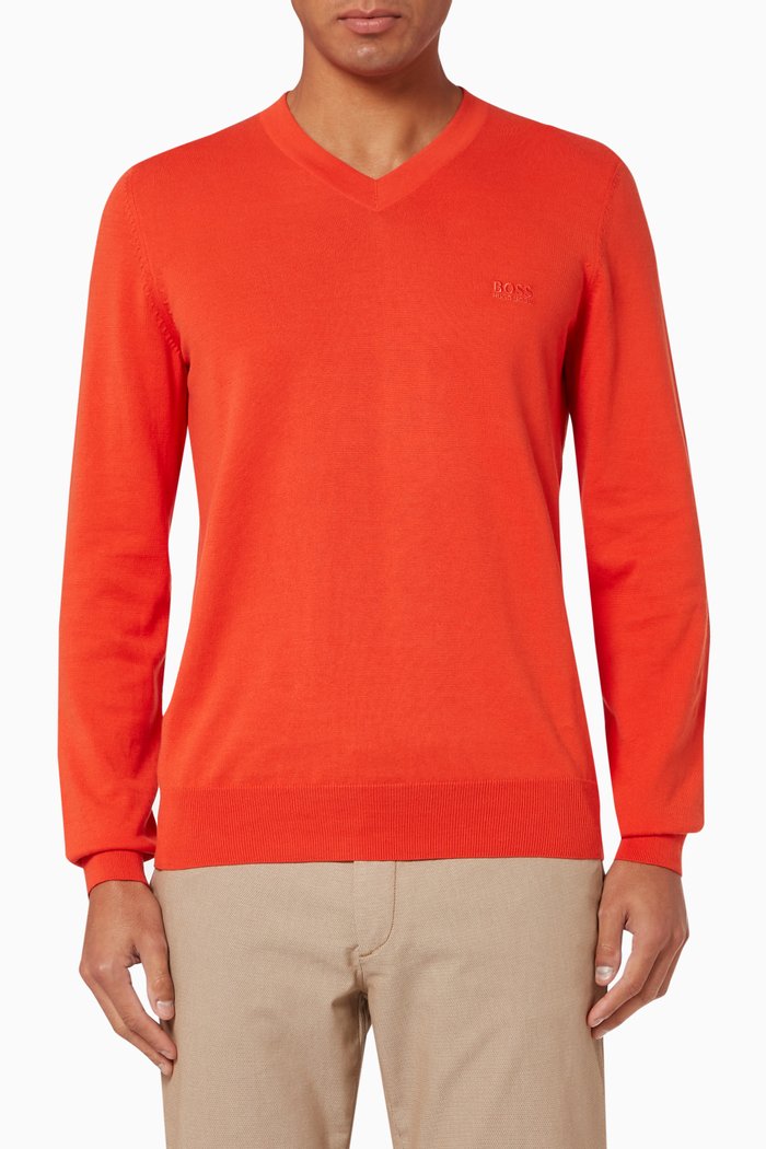 

Baram V-Neck Wool Sweater, Orange