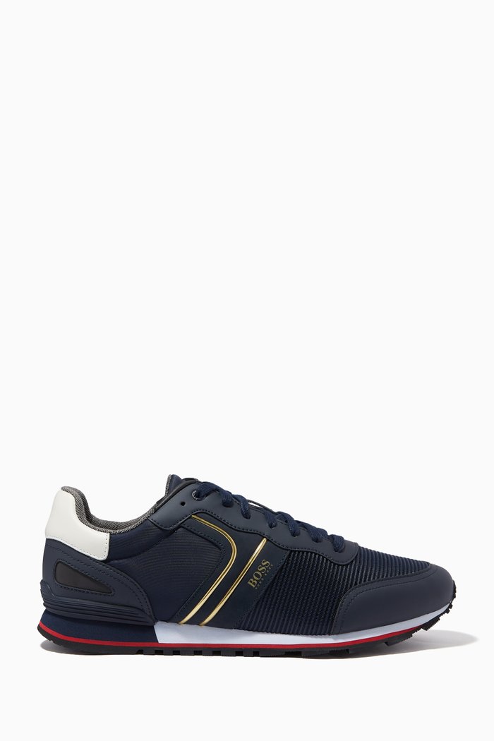 

Parkour Running Sneakers in Leather, Blue