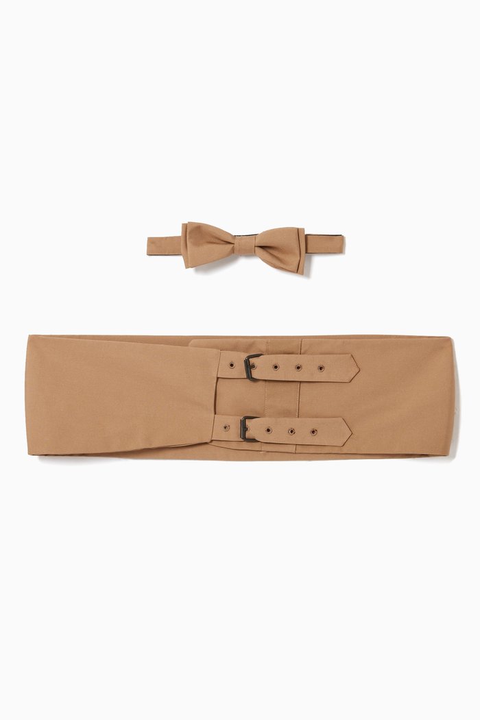 

Cummerbund & Bow Tie Silk Set, Brown