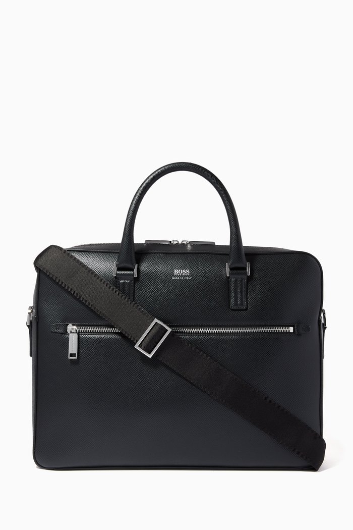 

Signature Document Laptop Bag in Leather, Black