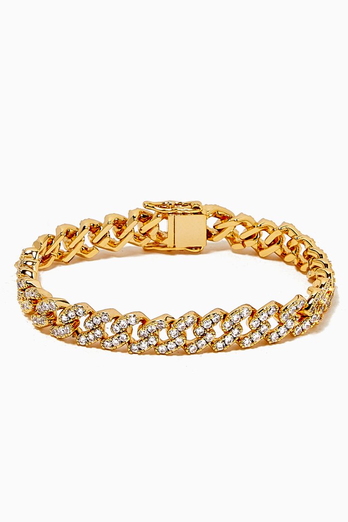 

Curb Pavé Swag Bracelet, Gold