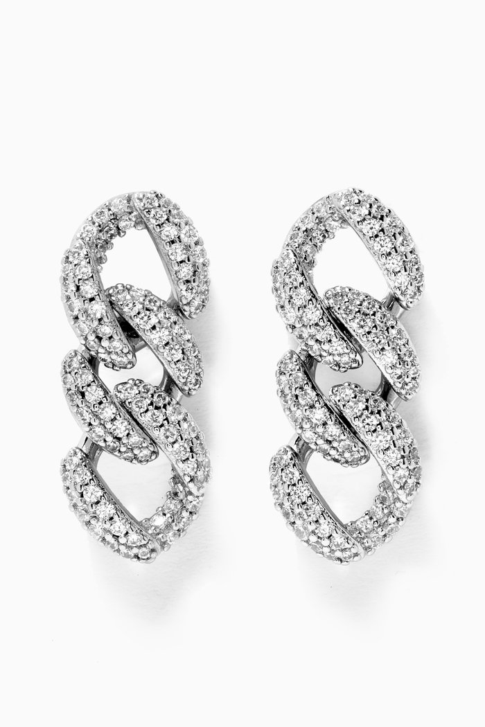 

Armure Pavé Curb Earrings, Silver
