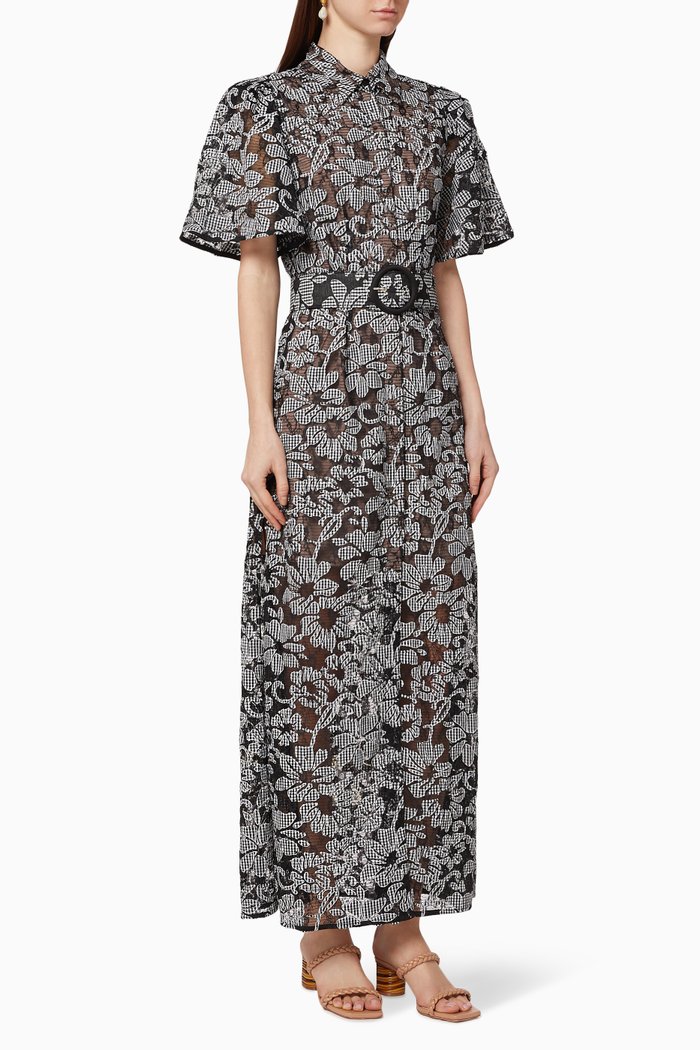 

Kindle Floral Belted Dress, Black