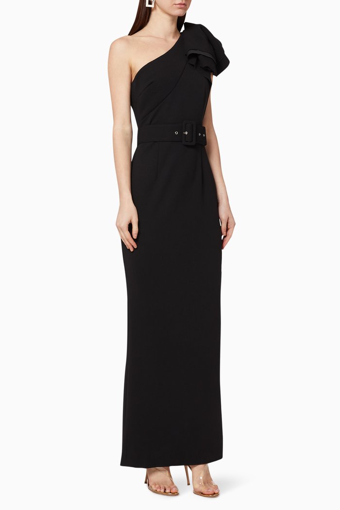

Annika Belted Gown, Black