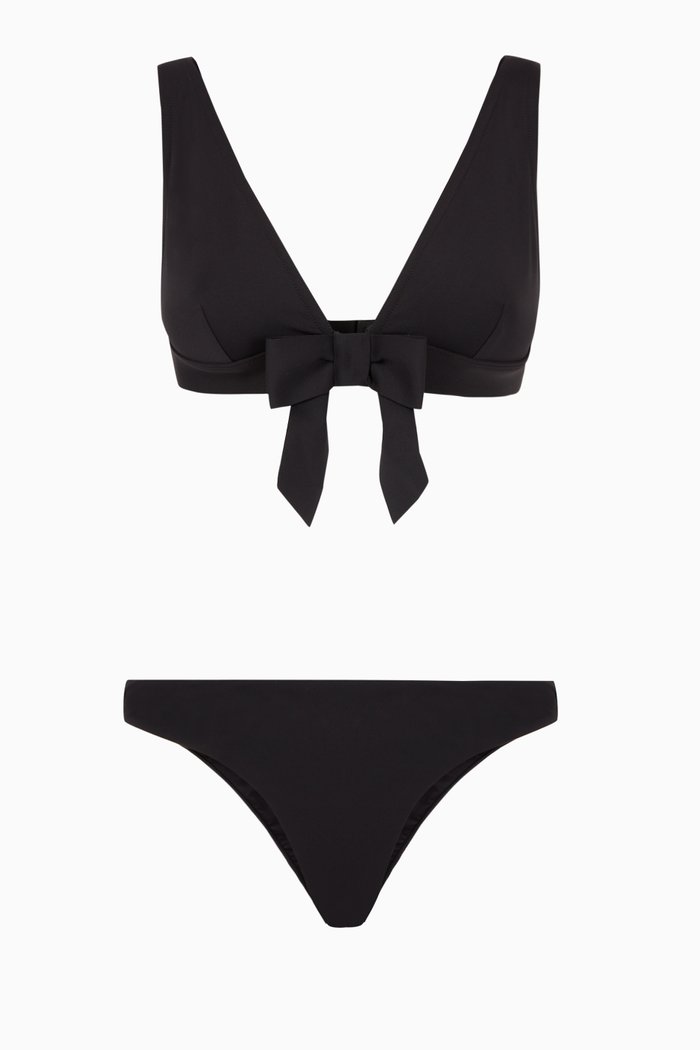 

Poppy Plunge Bow Bikini, Black
