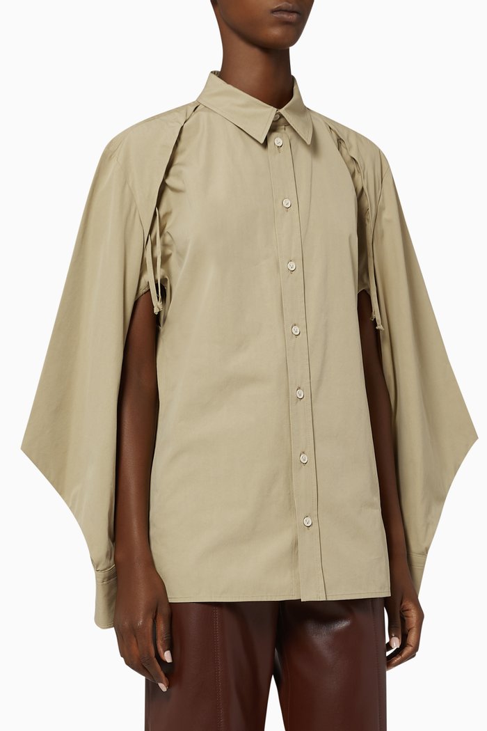 

Double Sleeves Compact Cotton Shirt, Neutral