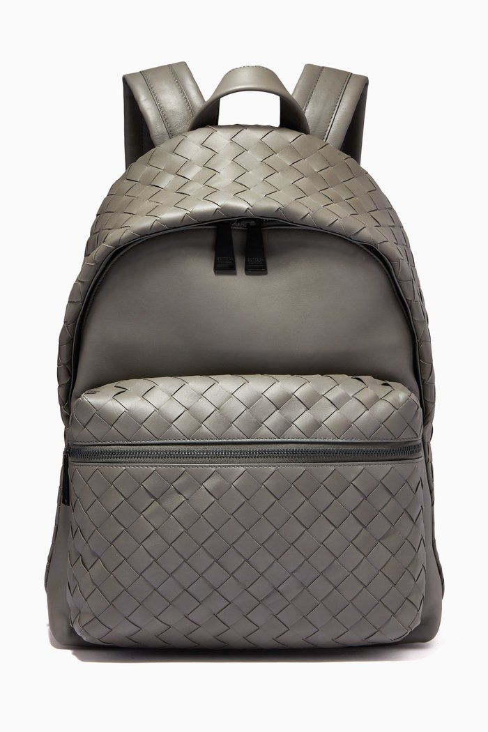 

Backpack in Intrecciato Calfskin, Grey