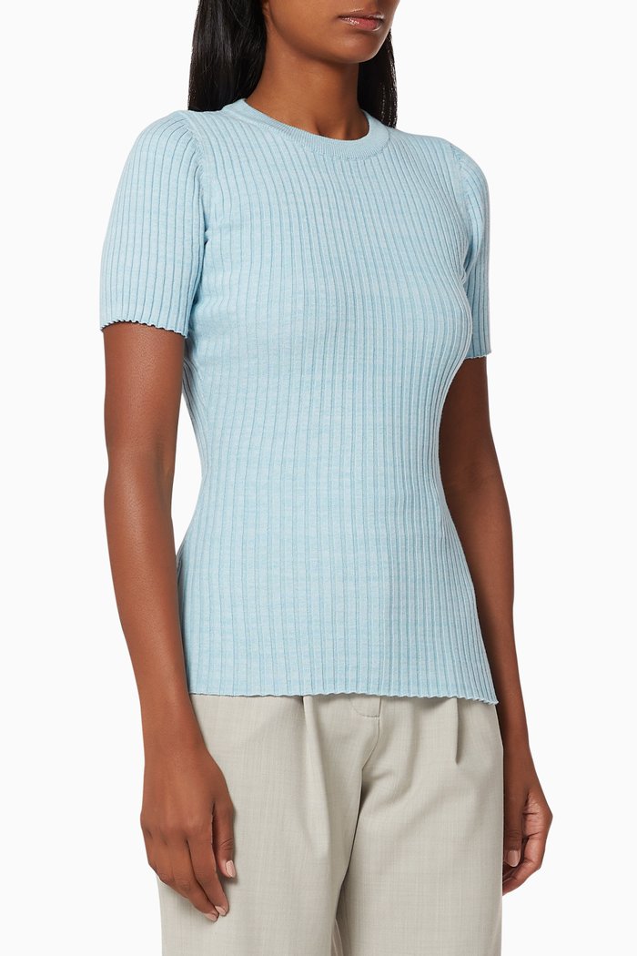 

Bebe Ribbed Knit Top, Blue