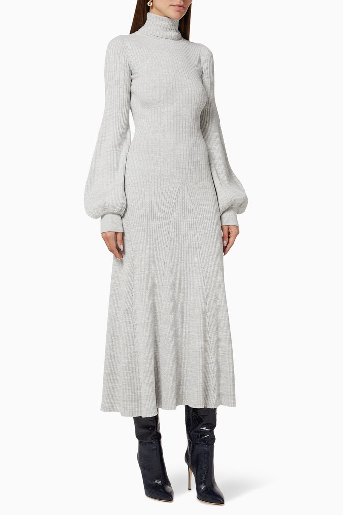 

Amalia Ribbed Knit Dress, Grey