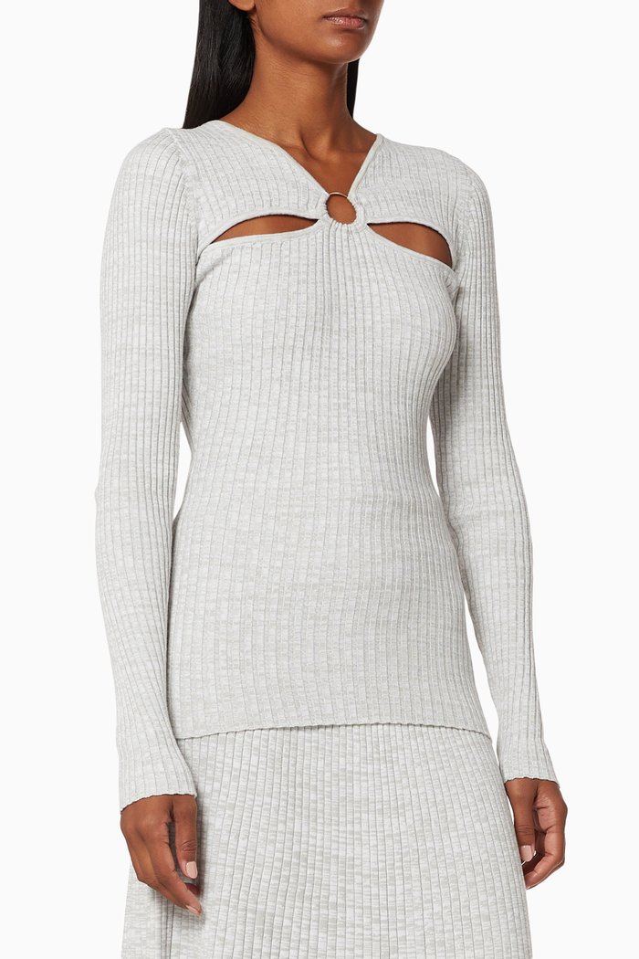 

Laila Ribbed Knit Top, Grey
