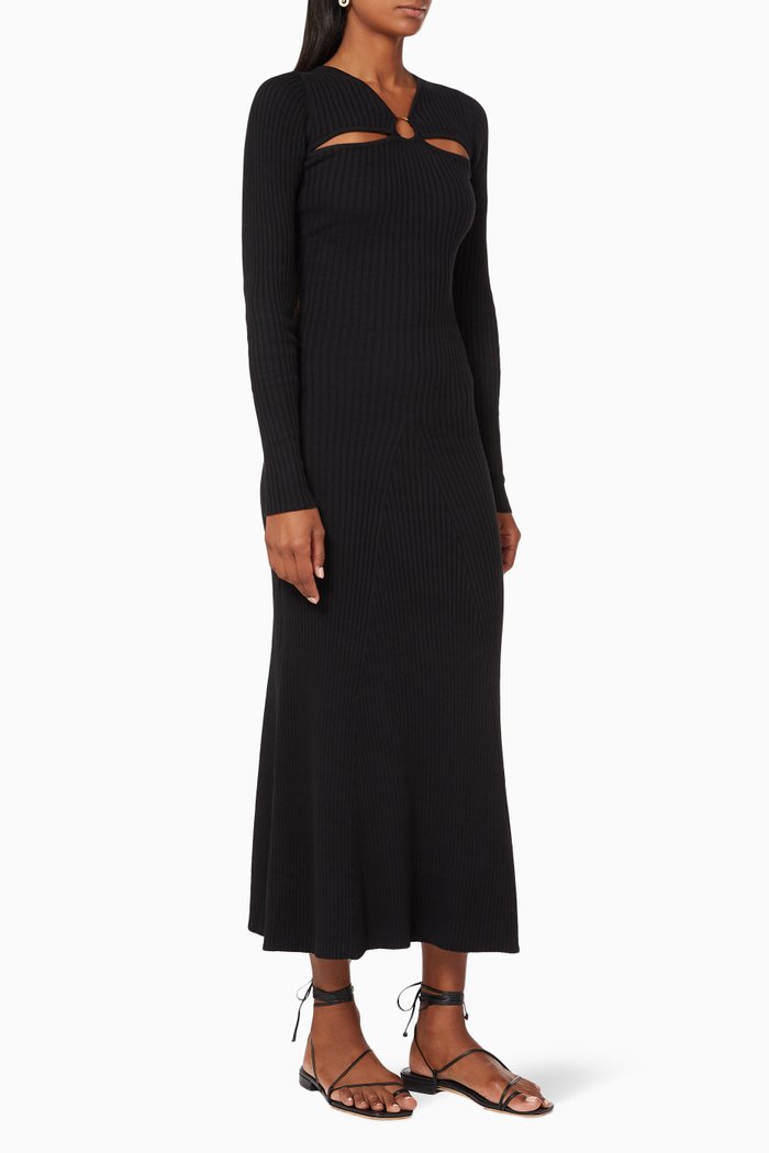 

Halle Ribbed Knit Dress, Black