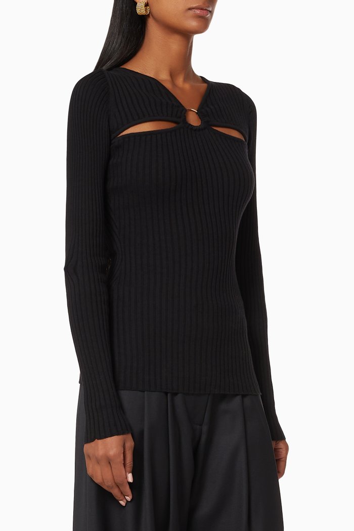 

Laila Ribbed Knit Top, Black