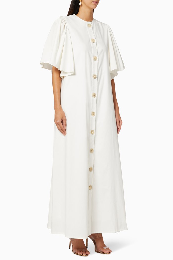 

Button Crepe Dress, Neutral