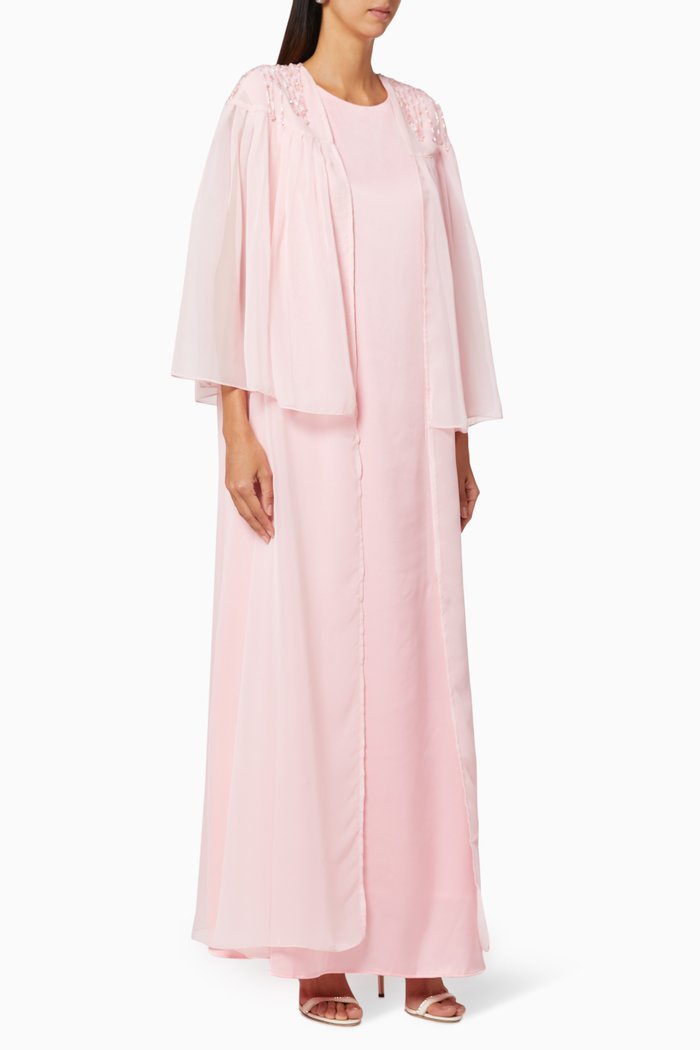 Silk Kaftan & Dress Set, Pink