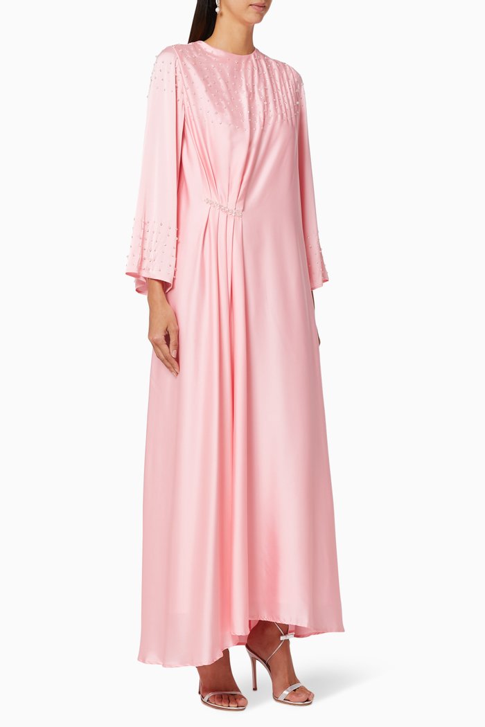 

Embroidered Silk Dress, Pink